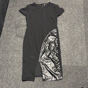 Black Dress with Black Faux-Leather Accent